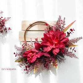 レッド＆ホワイト＊ポインセチアと星のクリスマスリース | iichi 日々
