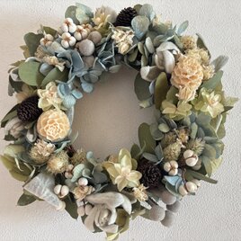 秋色紫陽花と木の実のナチュラルリース2 | iichi 日々の暮らしを