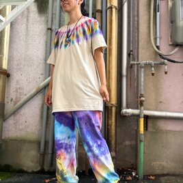 タイダイ Tシャツ Lサイズ ブラック×カラフル COLORFREEYTHM Tie-Dye T