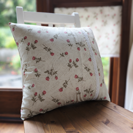 ナチュラルコットン♪薔薇の2段レースワイドカフェカーテン198cm×60cm