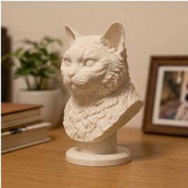 猫（バーマン）の壁掛けレリーフ 3Dプリント 白PLA インテリア | iichi