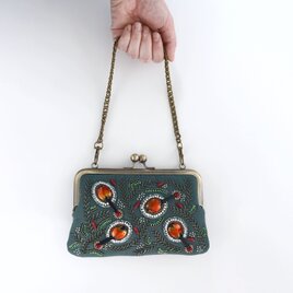 とっておきのがま口バッグ ガーゼ ビーズ刺繍 ピンク ビビッド ミニ 2
