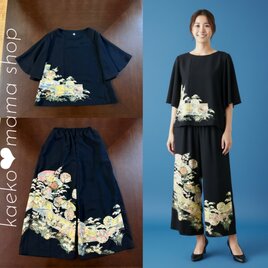 ご*ん様 着物リメイク　浴衣地　白絣　刺し子　チュニックブラウス チュニック✿ブラウス✿浴衣✿黒留袖✿風呂敷（着物リメイク） 4-4