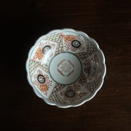 寿と福◇モノクロの桜 時代物 花文色絵印判膾皿 骨董・antiques 古民家
