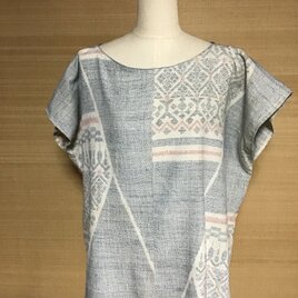 シルク大島紬ウエストギャザーワンピース 経段ぼかし紬ハイウエストギャザーワンピース | iichi 日々の暮らしを