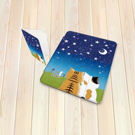 送料無料）長財布【ほのぼのにゃんことにゃんこのしっぽ（星空）】（名