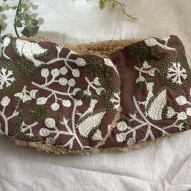 ハンドメイド♡メガネケース♡綿麻蝶々刺繍生地ブルー♡♡スリムタイプ
