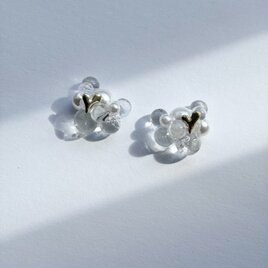 透花-cherry brown|レジンピアス 小ぶりピアス 花アクセサリー 大人