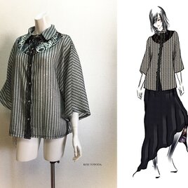 1点もの・デザイン画付き】2種素材（ストレッチツイル＆T/C先染め 