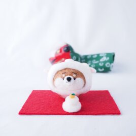 お正月飾り　羊毛フェルト　トラ　リース 受注製作】2022年干支(寅) まゆとら(虎)親子(単品) 羊毛フェルト