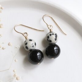 デンドライトオパール 一点物ピアス／イヤリング｜モノトーン 天然石