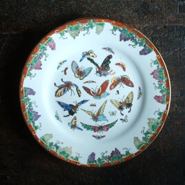チャイナレトロで可愛い◇中国景徳鎮 見込みに青花。赤絵金彩蛍焼小皿