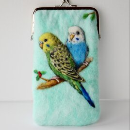 ぷっくら羊毛フェルトのセキセイインコがま口 246 | iichi 日々の