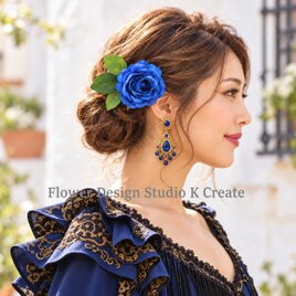 中古品⭐️フローレス おまとめ６個⭐️フラメンコ 髪飾り バラ ローズピンクの薔薇とオレンジマムのブーケ風フローレス フラメンコ