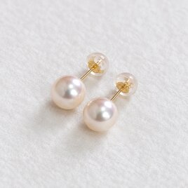 本真珠】 K18YG 一粒 パール ピアス 6-6.5ミリ あこや真珠 スタッド