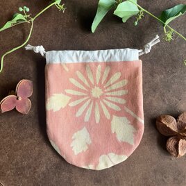 ベンガラ泥染め染め巾着 蓮の花 | iichi 日々の暮らしを心地よくする