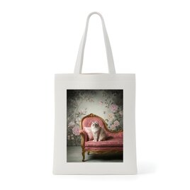 インコ（コザクラインコ）トートバッグ 花の油絵風アート キャンバス地