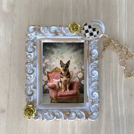 犬（チワワ）トートバッグ ルネサンス風カラーアート 金縁フレーム