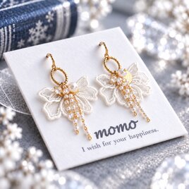 mystic purple 紫陽花とモルフォ蝶のガラスドーム ピアス/イヤリング