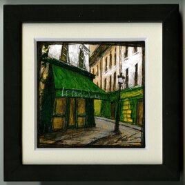 風景画 パリ 油絵 バー「赤い扉のBAR」 | iichi 日々の暮らしを