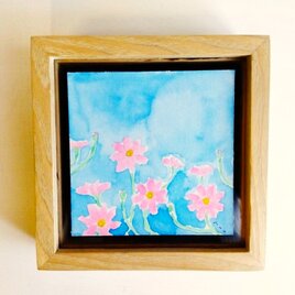 霧けぶる森」 原画 ※木製額縁入り（18㎝角）一点物 水彩 イラスト