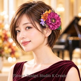 フラメンコ 髪飾り オレンジの薔薇 フローレス | Orange Rose Hair
