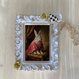 犬（ゴールデンレトリバー）の花の油絵風アート A4金縁額装インテリア