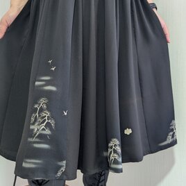 洗える シルク フリーサイズ 着物リメイク 黒留袖からチュニック