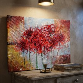 秋麗の調べ】白樺と紅葉の油絵 A4額付き / アート・インテリア・ギフト