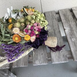 母の日 紫陽花の可愛いリース（黄色）ドライフラワー | iichi 日々の