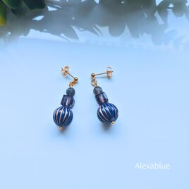 モカパールとスモーキークォーツのニュアンスアシンメトリーピアス