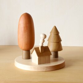 北の自然が奏でる木のシンフォニー 木の置物 カラフル6点セット
