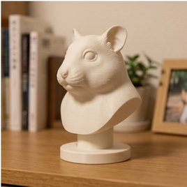 うさぎ（ミニロップ）の3Dプリント ブックヌーク 白PLA 本棚インテリア