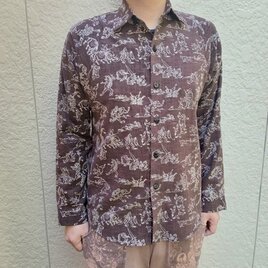 長袖和柄シャツ（大島紬風-龍郷柄-） | iichi 日々の暮らしを心地よく