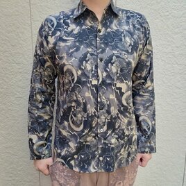 長袖和柄シャツ（大島紬風-龍郷柄-） | iichi 日々の暮らしを心地よく