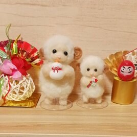 羊毛フェルト ハンドメイド トイプードル クリスマス サンタ帽子