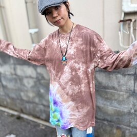 タイダイ染め Tシャツ XLサイズ 曼荼羅 薄浅葱色 Hippies Dye HD17-09