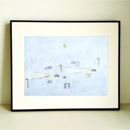 再販【原画・イラスト】「夏の午後」 ※木製額縁入り（2Lサイズ）猫の絵