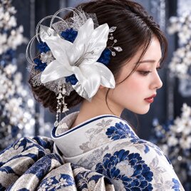 紫×金鈴蘭の髪飾り No.gp18 髪飾り 成人式 卒業式 結婚式 成人式髪飾り
