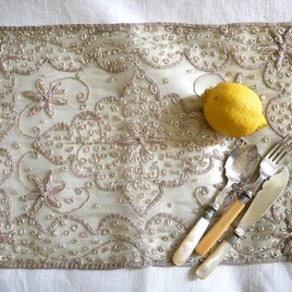 フランス製 1920～30年代 リネン モノグラム刺繍入りクロス | iichi