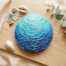 油彩画 原画】初夏の水鏡 〜きらめく青空と水田〜 A4絵画 田舎の風景