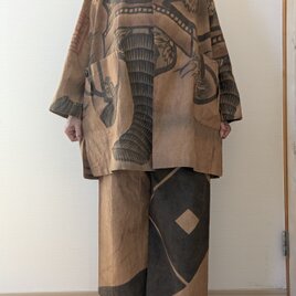 着物リメイク ハンドメイド 柿渋染め ジャンパースカート | iichi 日々