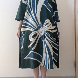 着物リメイク 古布 手作り 雪ん子絣 縞 半纏など 絣パッチワーク