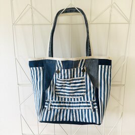 収納12ヶ所☆ヨコ型A4すっぽり☆マザーズバッグ☆トートバッグ☆デニム