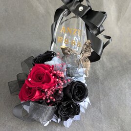 プリザーブドフラワー／大輪シルバーローズ1輪花束☆ダイヤモンド