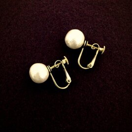 コットンパール10mm 1粒 真鍮イヤリング