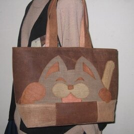 肩掛けバッグ（酒袋　招き猫）№６