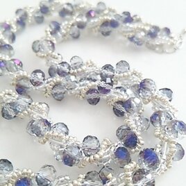 ●sold out●60cm ブルー系カットガラスのネックレス