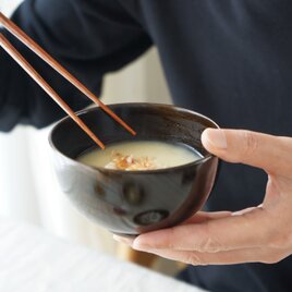 【再入荷】ろくろ挽きの欅の汁椀（黒拭き漆）の画像