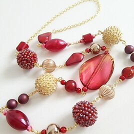 ●sold out●レッド系アソートネックレス